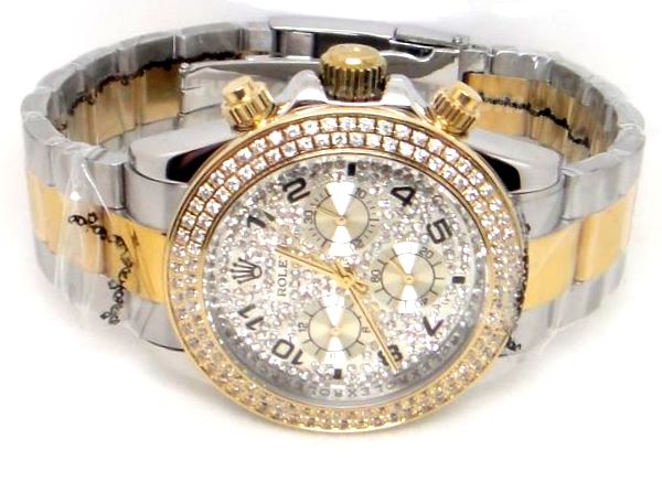 Rolex Daytona Replica Diamond Paved on dial 2-Tone Watch